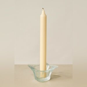 Williams Sonoma Textured Crystal Glass Flower Candle Holder